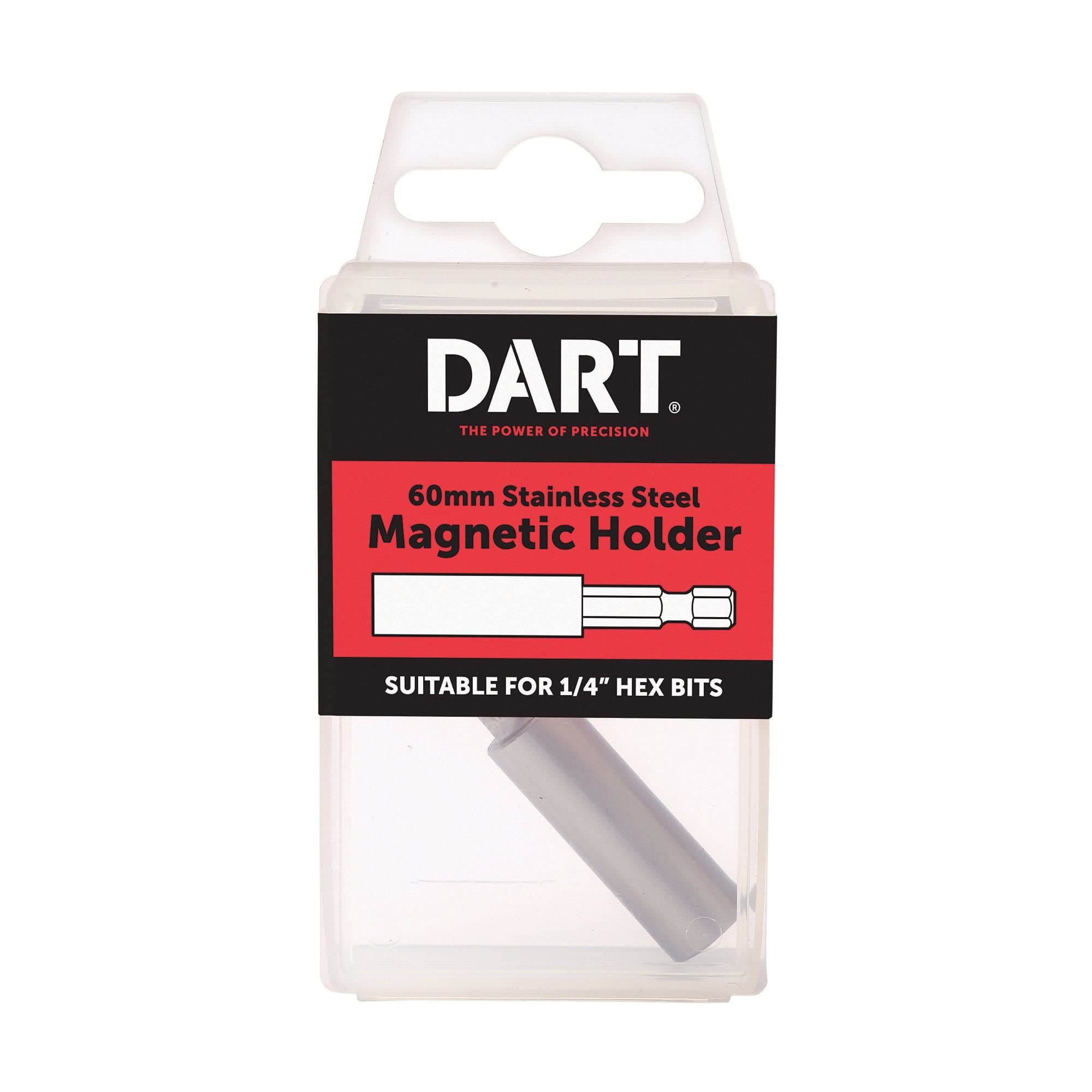 Dart Silver Stainless Steel Magnetic Bit Holder | 60Mm | Suitable For 1/4” Hex Bits | Stainless Steel |