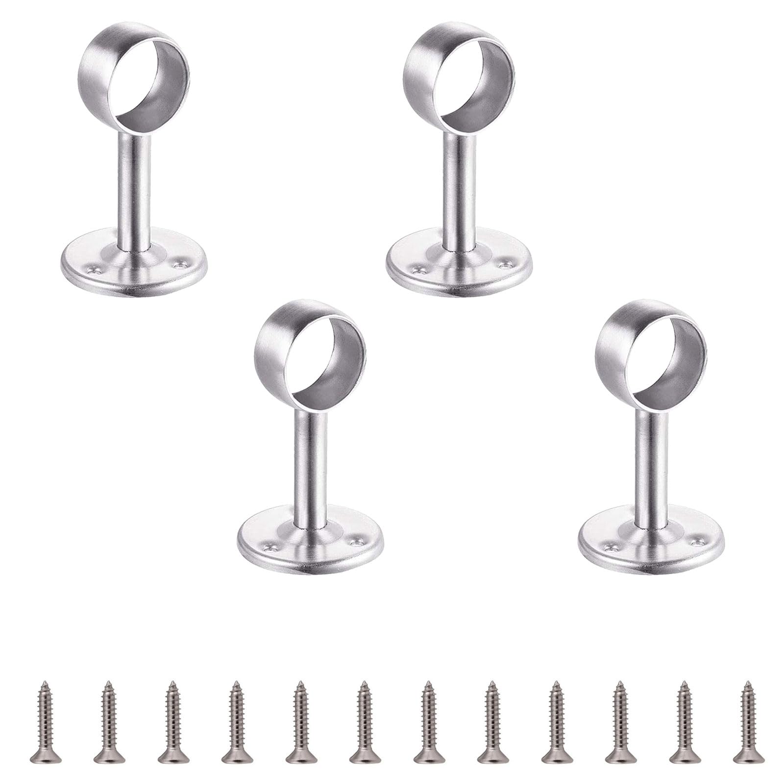 4 Staffe Portatenda In Acciaio Inox Per Aste Da 32 Mm, Per Armadio E Bagno, Con Viti Incluse