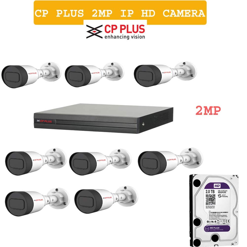 Buy CP PLUS IP 2MP CCTV Camera Combo KIT 8CH NVR 8BULLET Camera 2TB