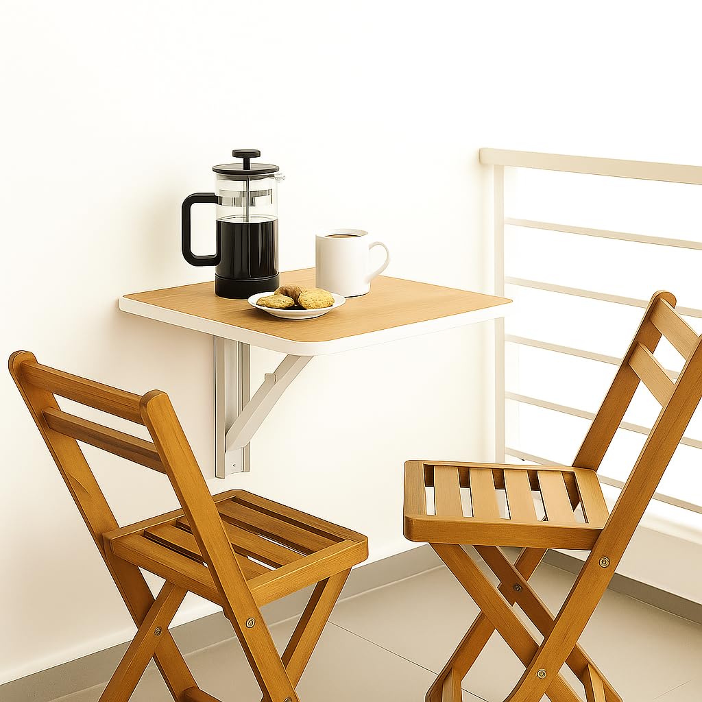 Heartily® 15.3 * 15.3 Inch Wall Mounted Folding Table | Compact Multipurpose Foldable Table with Strong Metal Bracket | 17 mm Thick | Study, Kitchen, Bedside, Utility Use (15.3 * 15.3 inches)