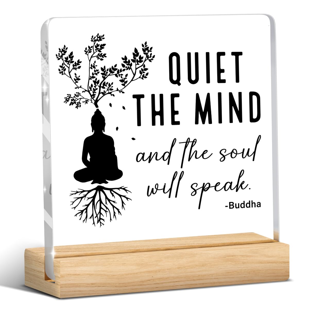 Meditation Room Decor,Zen Decor,Spiritual Decorations Quiet The Mind And The Soul Will Speak Acrylic Sign for Home Office Prayer Room Tabletop Shelf
