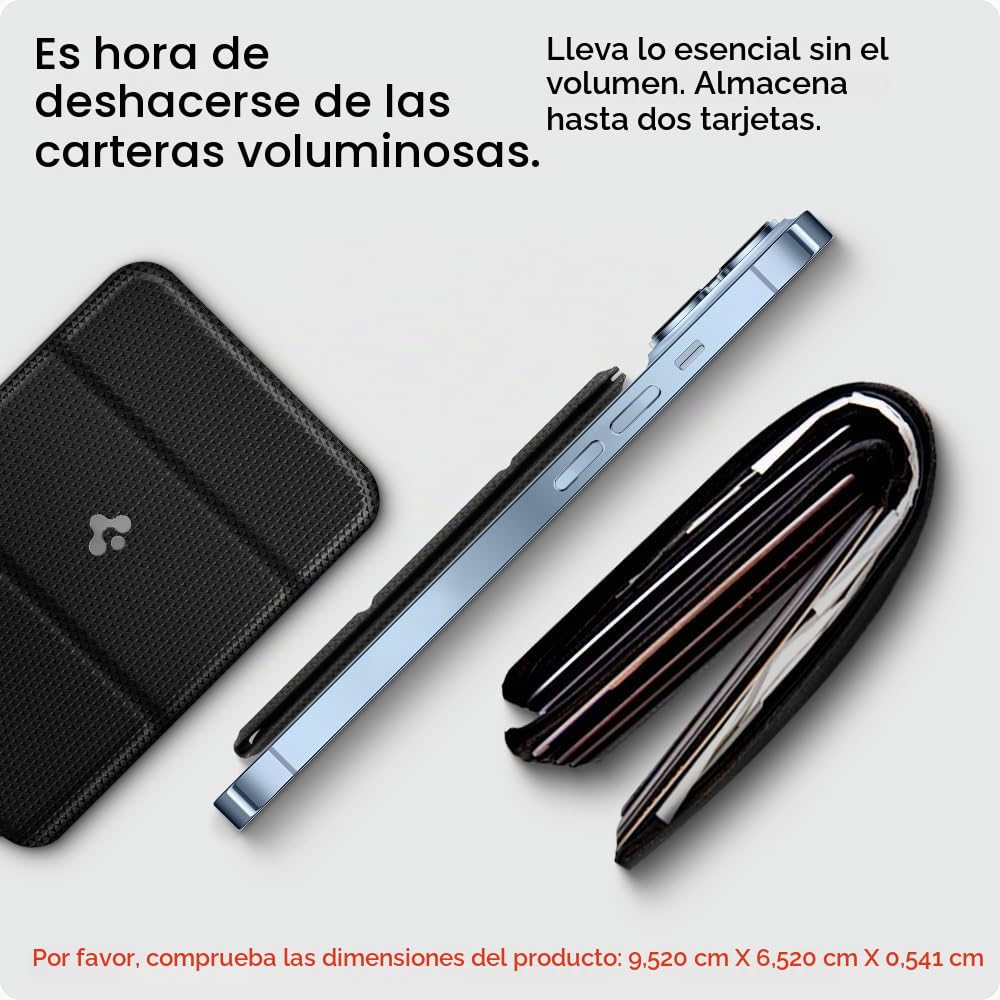 Spigen Cartera MagSafe Smart Fold MagFit Tarjetero Magnético Compatible con iPhone 17/16/15/14/13/12 MagSafe Wallet - Negro