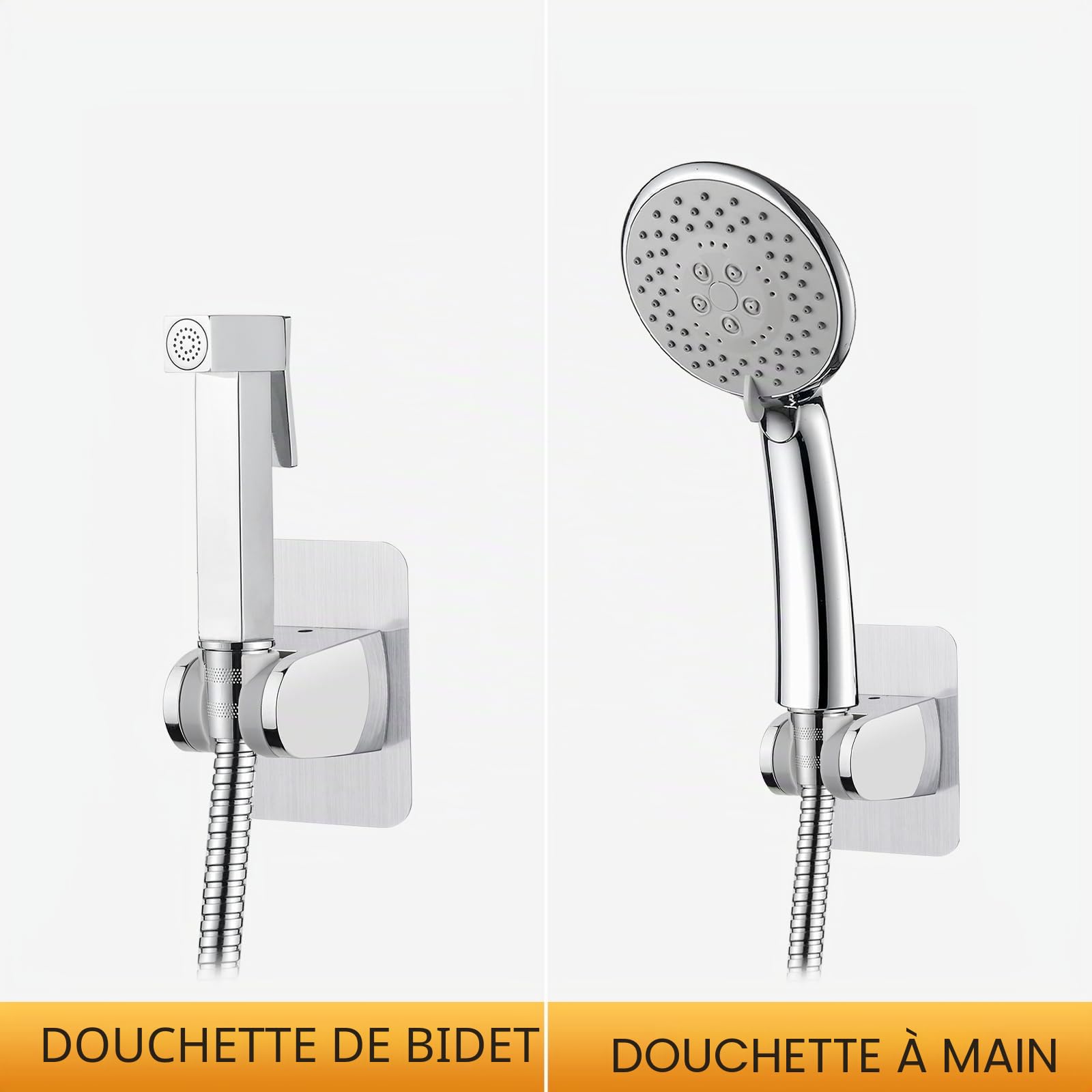 Edouard Rousseau - Mitigeur Thermostatique Bain-Douche Volga 2 - Remplissage Rapide & Ibergrif M20405, support de pommeau de douche sans perçage adhésif 3M - support de douche réglable (45°)