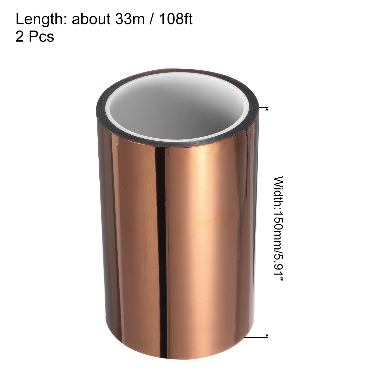 QUARKZMAN Cinta Térmica, 2 Rollos 150mmx33m 108ft Cinta de Alta Temperatura Cintas Resistentes Al Calor para Sublimación, Prensa Térmica, Transferencia de Calor