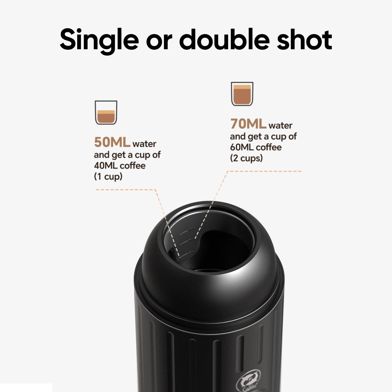 Máquina de café café N-espresso y molido, con calefacción, portátil, portátil, con calefacción, compatible con cápsulas N-espresso y café molido, 7500 mAh USB, y cafetera recargable (blanco)