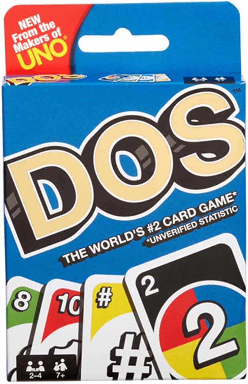 Mattel Games DOS Family Card Game, From the Makers of UNO, with 108 Cards, Makes a Great Game for 7 Year Olds and Up