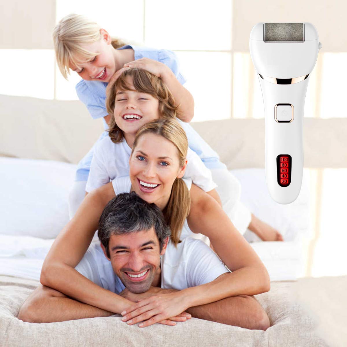 TOPCHANCES - Lima elettronica per piedi, ricaricabile, per rimuovere calli e pelle dura, per rimuovere la pelle dura e pedicure, strumenti impermeabili, con 3 rulli e 2 velocità