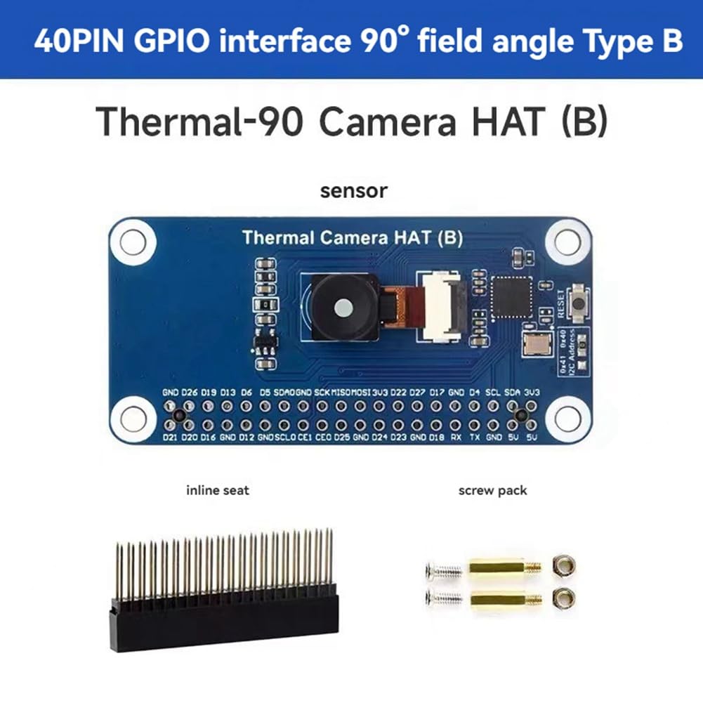 Kamera termowizyjna HAT (B) Moduł kamery termowizyjnej na podczerwień 40PIN GPIO 80 × 62 piksele Kąt widzenia 90°