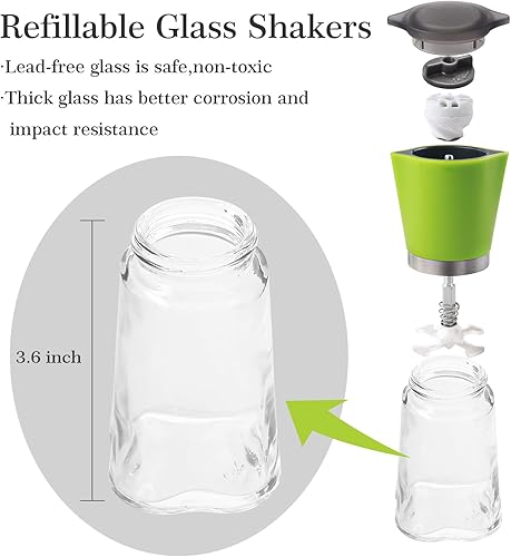 Miniatura 4 de Lebabo Juego de 3 molinillo de sal y pimienta, molinillo manual de pimienta recargable con gran capacidad, perfecto para especias, pimienta negra,