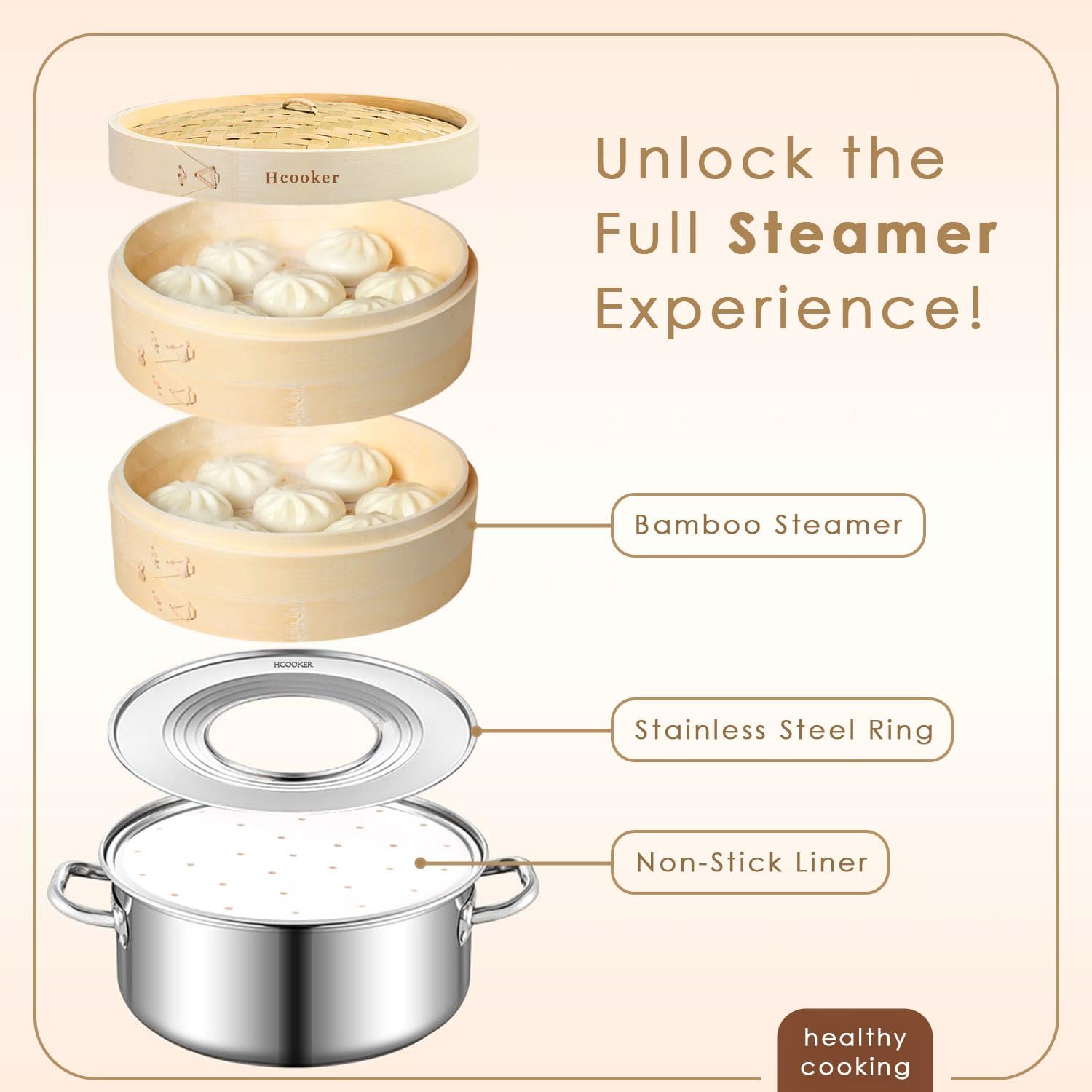 Stainless Steel Steamer Ring, Fits 7 to 12-Inch Bamboo Steamer Baskets, Steaming Adapter for Asian Food, Cooking for Dumpling, Dim Sum, Rice, Veggie, Vegetable, Steam Pot - Image 8
