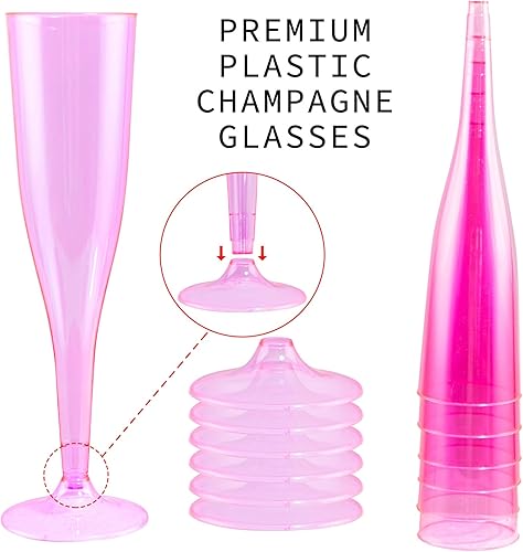 Miniatura 8 de WDF Paquete de 36 Copas de Champán de Plástico Coloridas - 7 OZ Copas de Champán Coloridas de Plástico Suministros para Fiestas, Rosa, Amarillo,