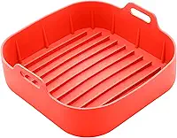 LYOR - Forma Quadrada de Silicone para Air Fryer Vermelha 20cm x 7cm