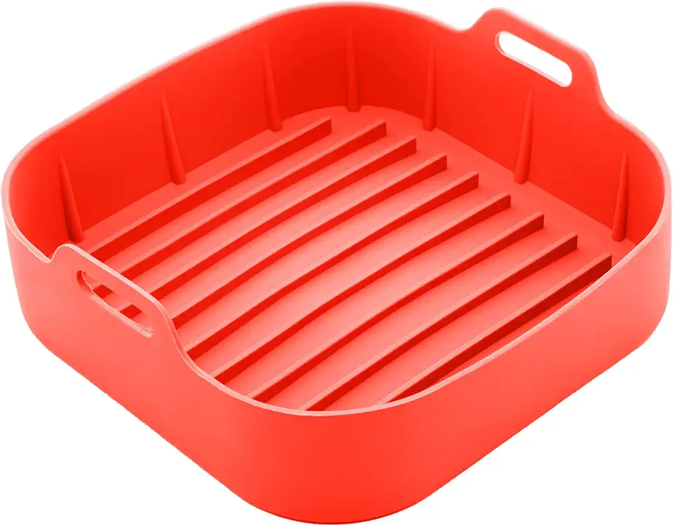 LYOR - Forma Quadrada de Silicone para Air Fryer Vermelha 20cm x 7cm