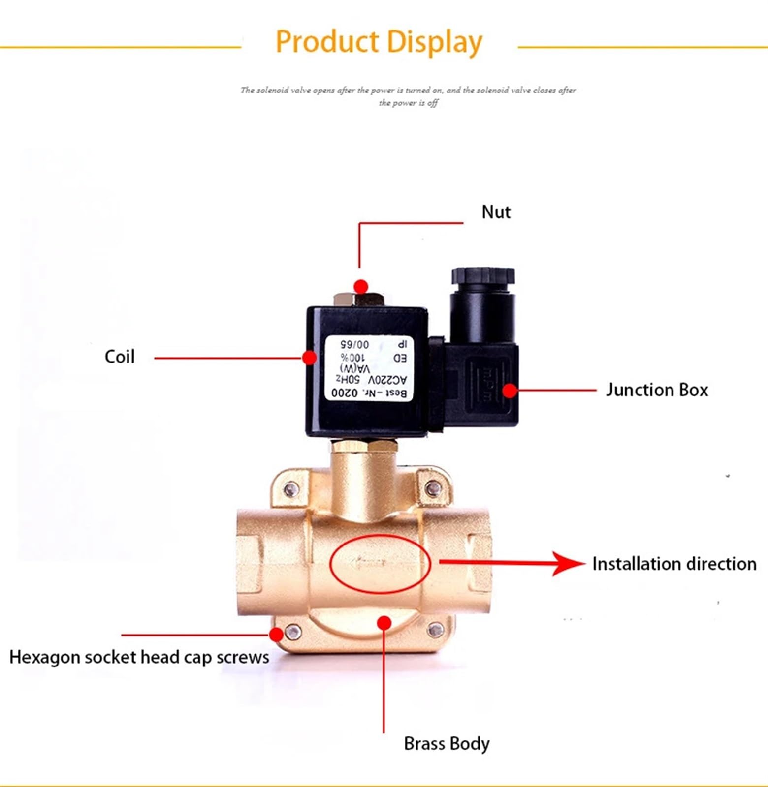 Válvula solenoide de latón normalmente cerrada de alta presión 0927100 de 3/8 pulgadas, 1 unidad(0927100-VITON,24VAC)
