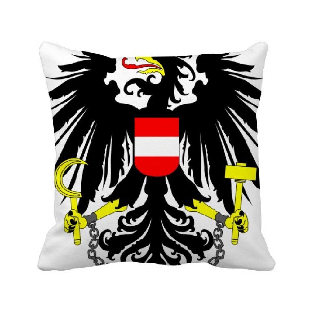 Housse de coussin carrée avec emblème national autrichien brodé luxe