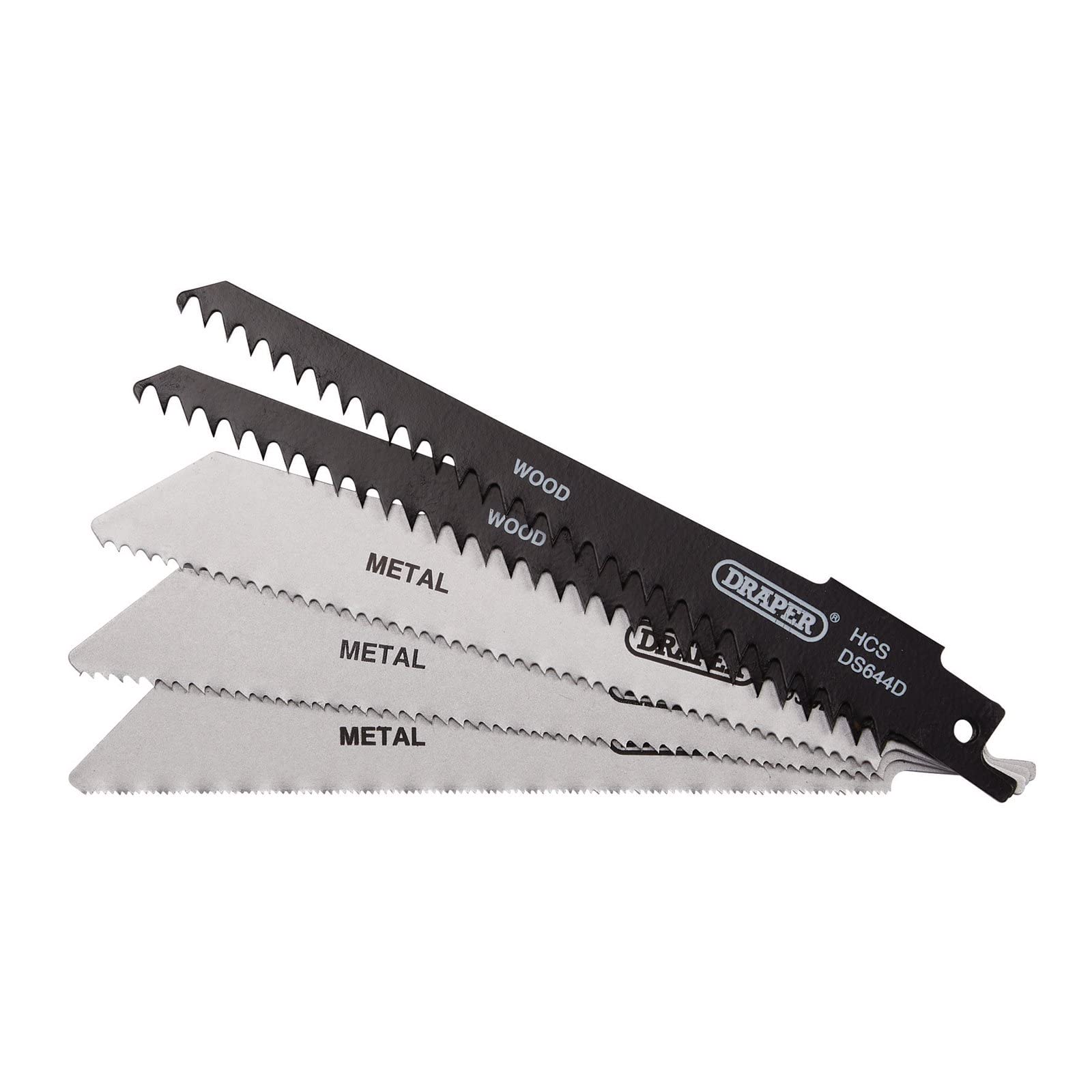Draper Recip Saw Blade Set Combi 5Pcs 52517 Assorted Reciprocating Saw Blades For Multi-Purpose Cutting, 150Mm (Pack Of 5) 5059482024665