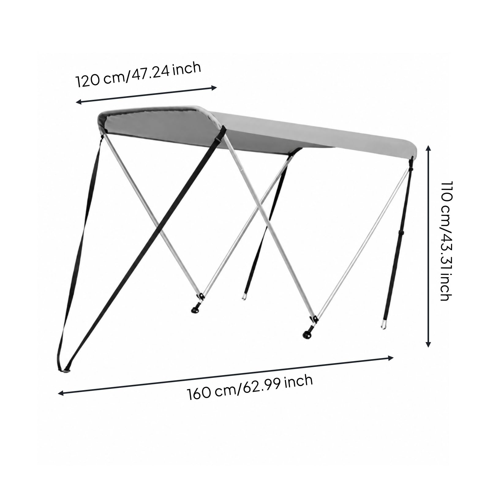 Toldo Plegable con Estructura y Correas Fijación No Destiñe Toldo Bimini Antideslizan Náutico para Paddlers