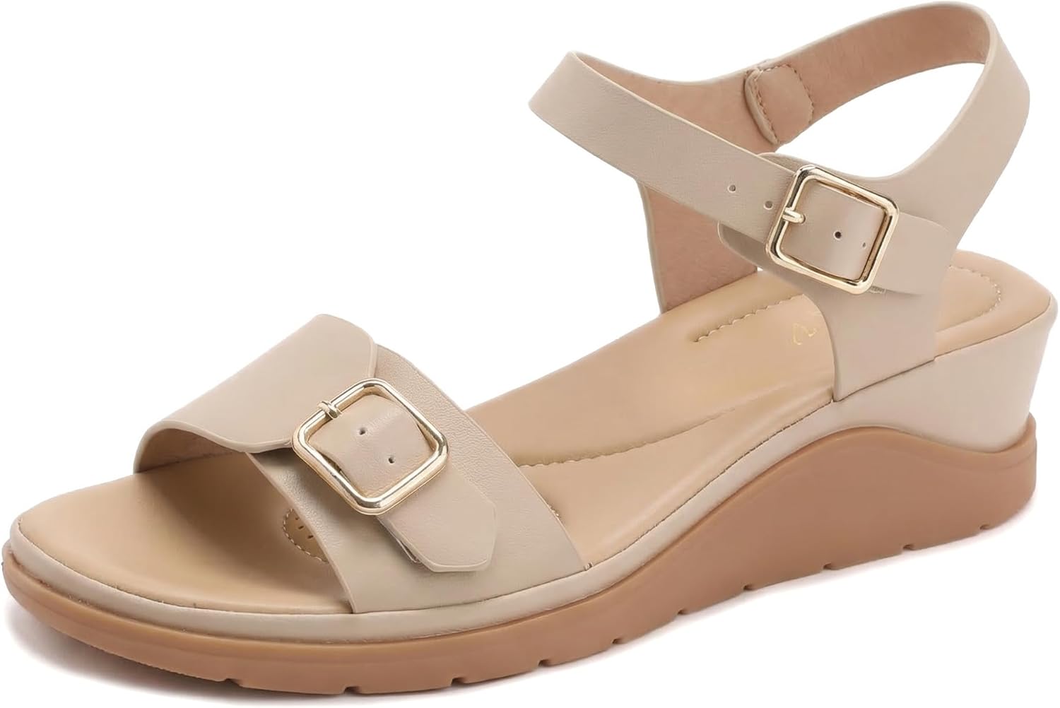 Women's Wedge Platform Sandals Summer Heeled Sandals Comfortable Open Toe Ankle Strap Buckle Dressy Shoes