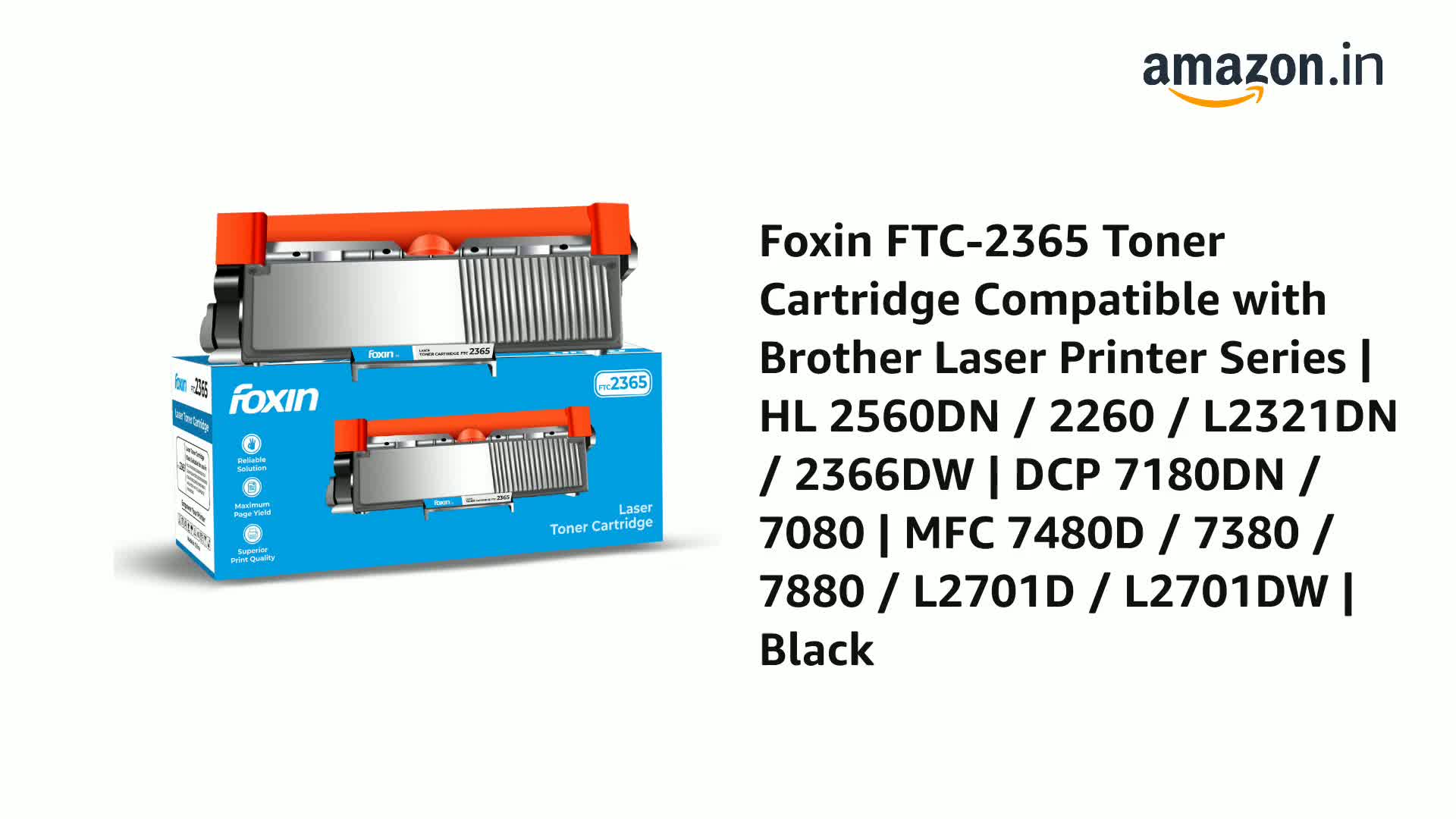 Foxin FTC-2365 Toner Cartridge Compatible with Brother Laser