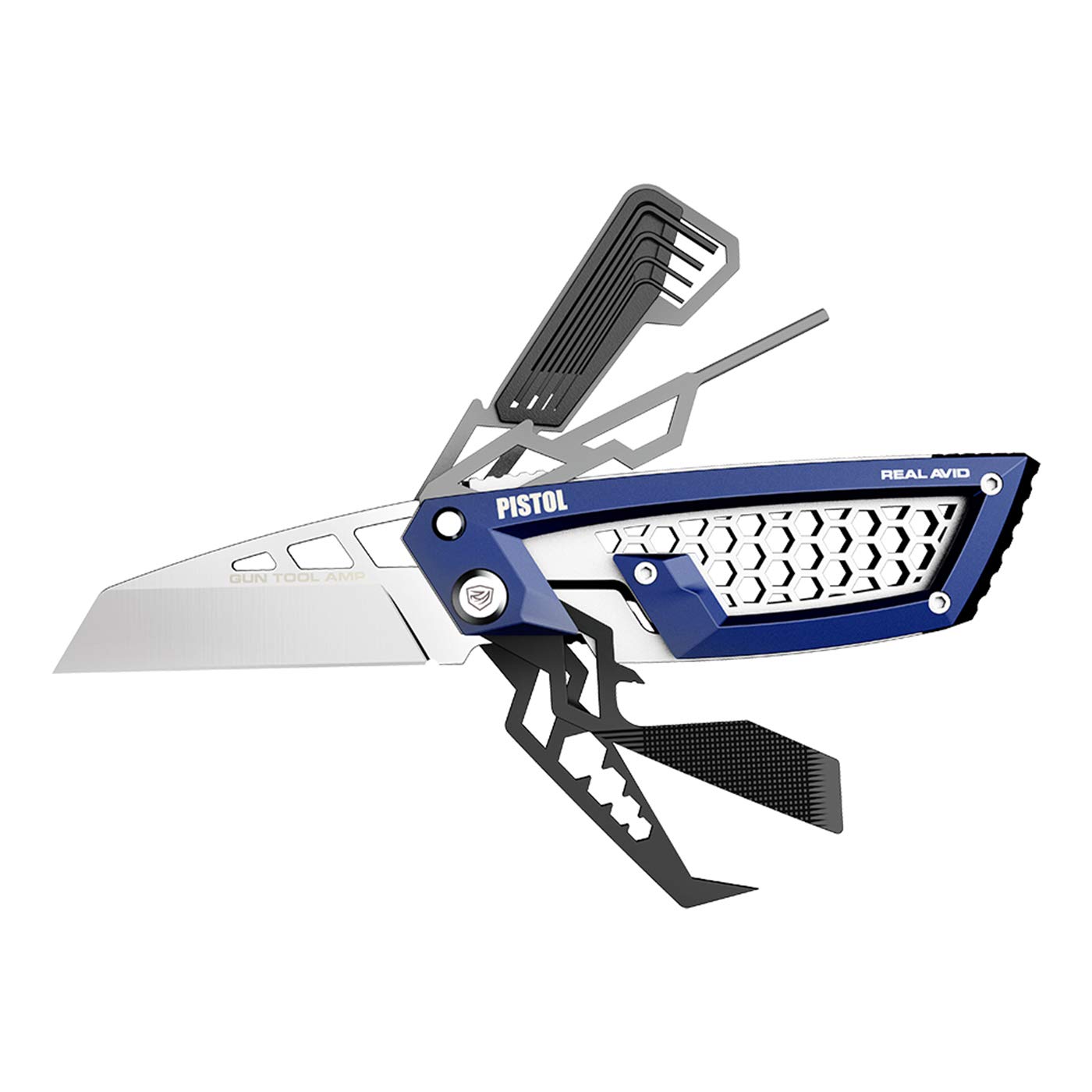 Gun Multitool for Handgun & Pistol Gunsmithing | 24-in-One Gun Tool with Screwdriver, Bit Set, Nut Wrenches, Hex Keys, Pin Punch, Pick, File, Holster & More for Cleaning & Maintenance