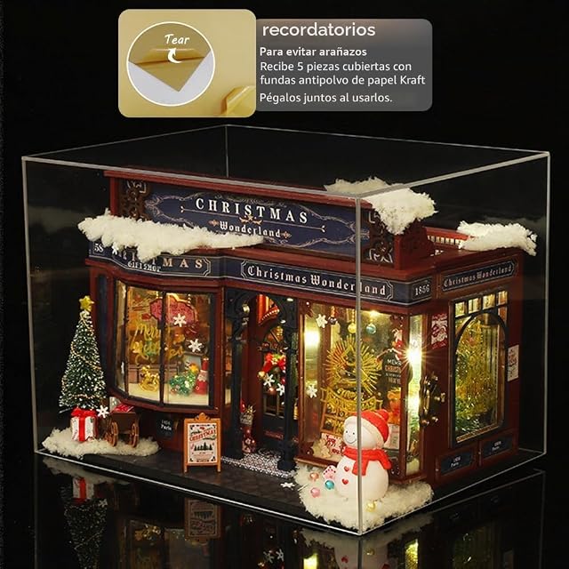 Foto 2 de 8 de TOPBSFARNY Kit de casa pequeña con movimiento musical 3D de madera en miniatura para adultos