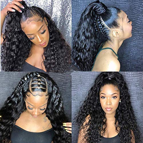 Reaktack 9A Water Wave Human Hair Lace Front Wigs 180% Density 13X4 Brazilian Wet and Wavy Virgin Human Hair Lace Frontal Wigs Pre Plucked with Baby Hair(28 Inch)