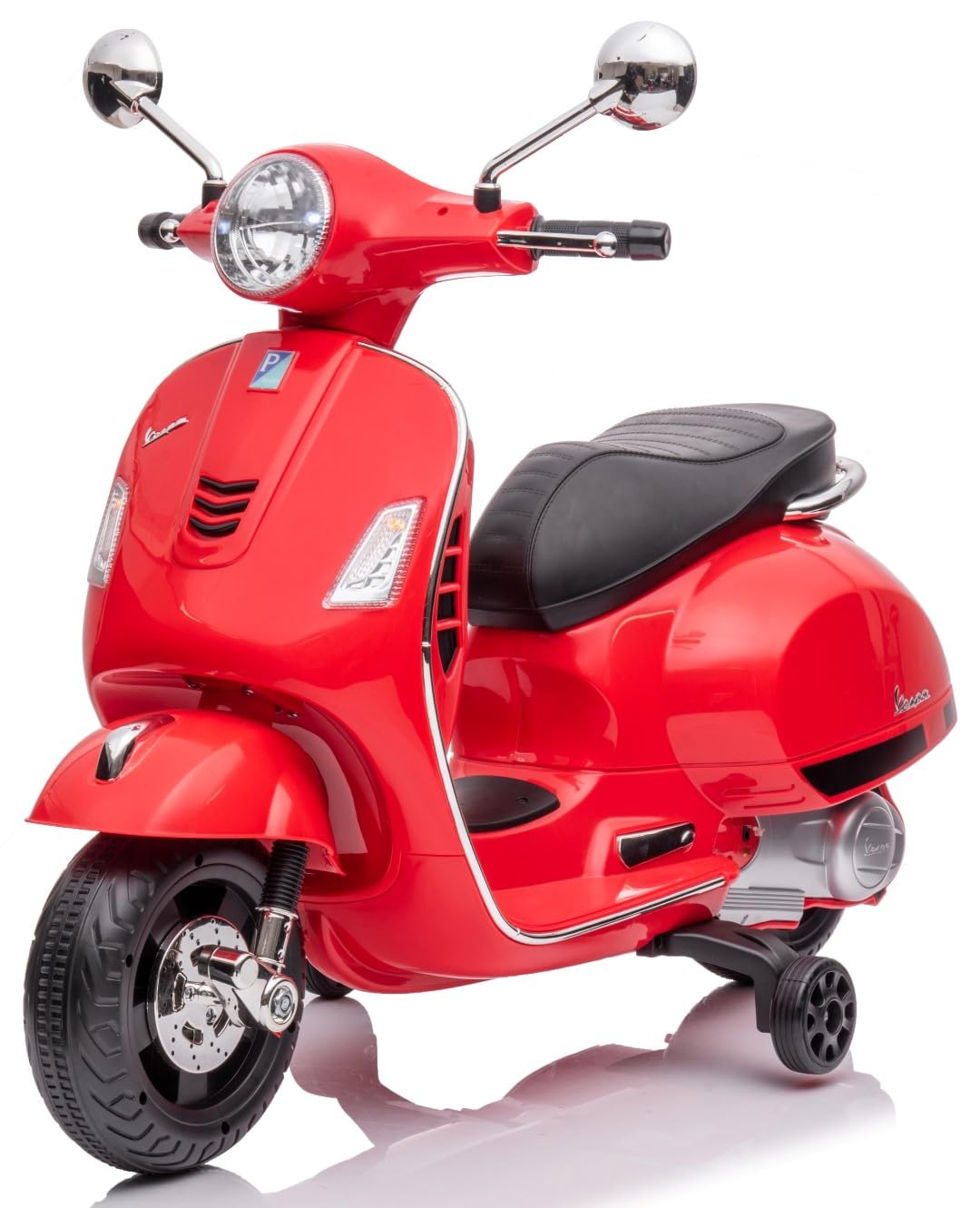 sun baby Kids ride on motorcycle Vespa from age 3, plastic wheels and seat, mp3 player (Red - without a trunk)