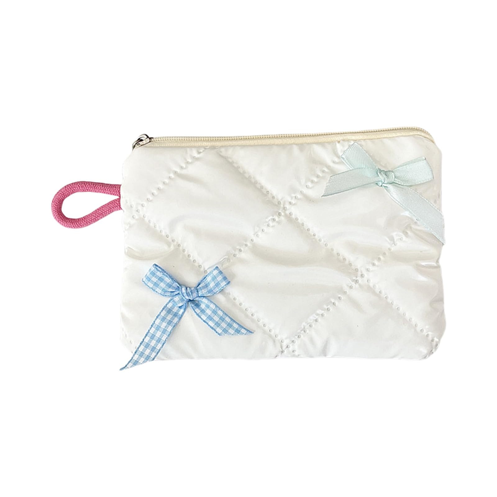 Jazuaiao Pearlescents Bowknot Decorated Storage Bag Multipurpose Makeup Toiletry Organizers Portable Travel Cosmetic Pouches Elegant Bowknot Decorated Storage Pouches