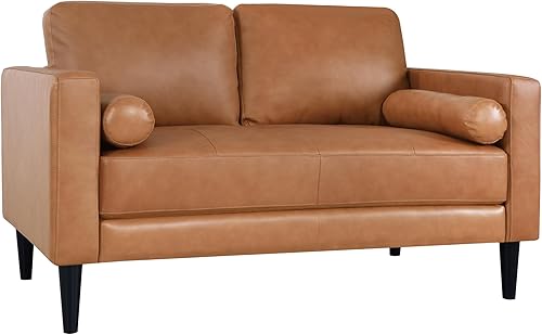 Miniatura 5 de Naomi Home Mid-Century Top Grain Genuine Leather Loveseat, Love Seat Sofa, Love Seats Furniture for Small Spaces, Modern Loveseats Sofas for Living
