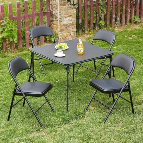 كرسي MOMENT القابل للطي مع مقاعد مبطنة، كرسي محمول متعدد الوظائف قابل للطي للمنزل أو المكتب أو الشرفة أو الصيد في الهواء الطلق، لون أسود