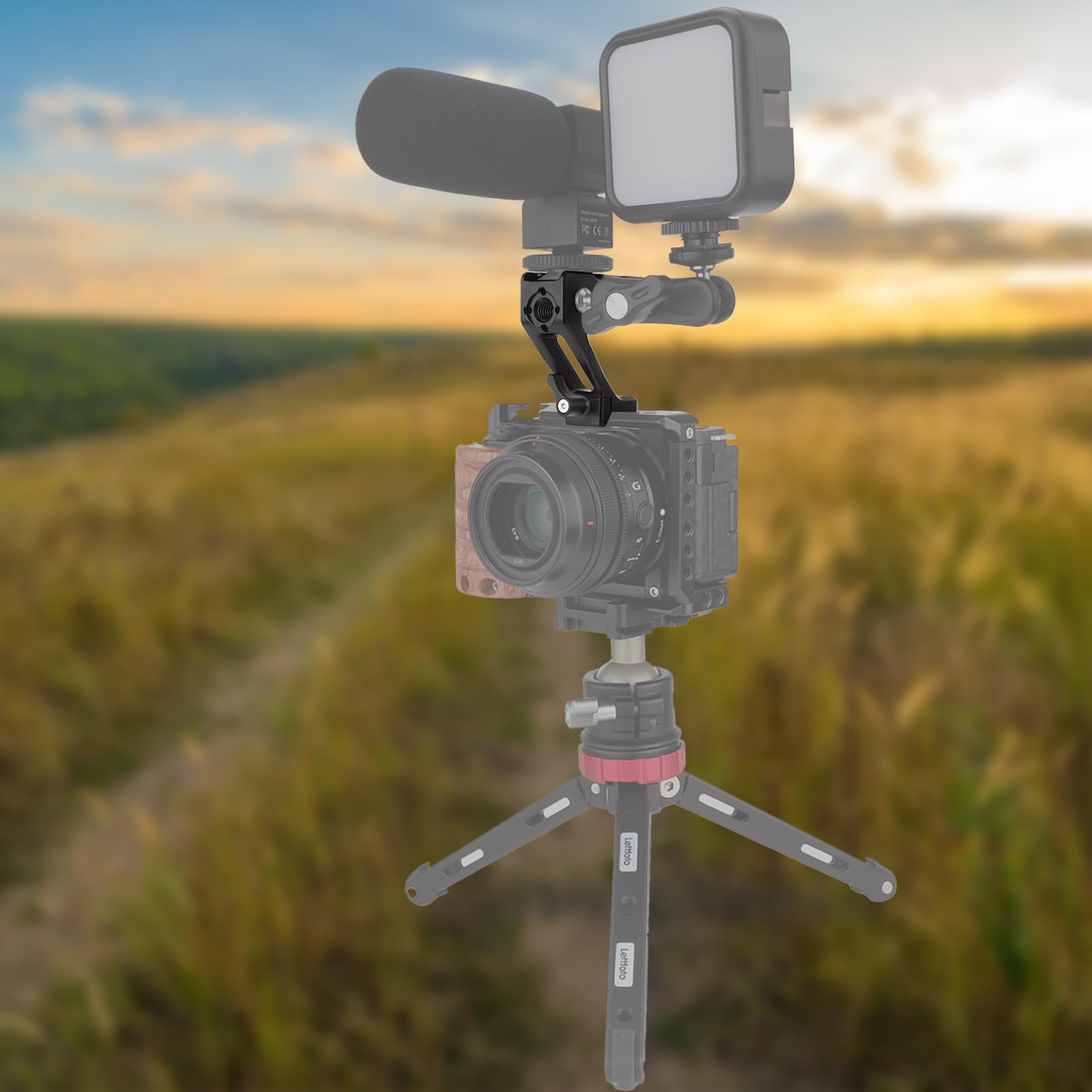 LEFTFOTO Maniglia superiore in legno e metallo impugnatura a sgancio rapido con kit ferroviario NATO, con morsetto NATO compatibile con supporto video per gabbia per fotocamera, anti-spegnimento