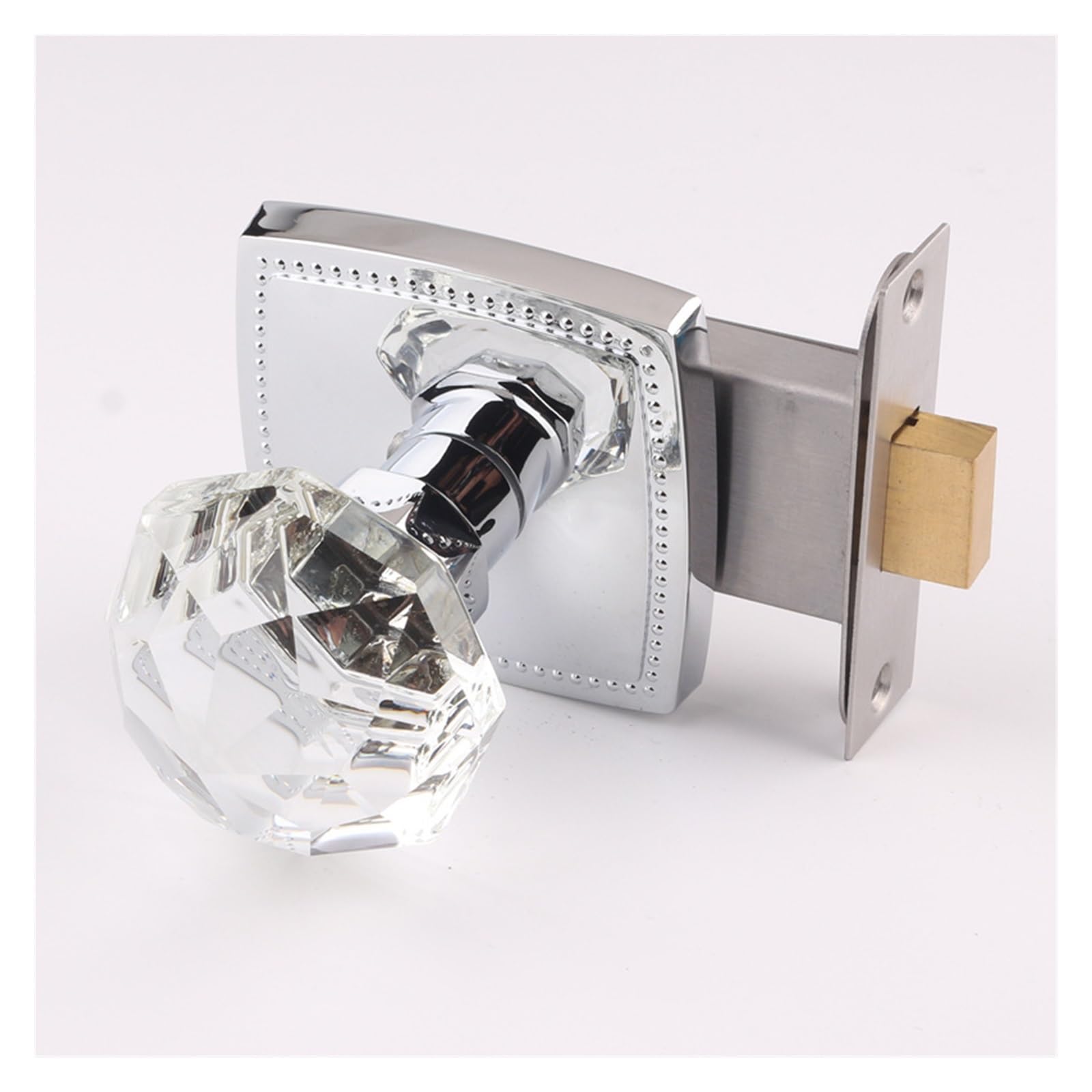 NYRXRYTCA Invisible Door Lock Single-Sided Lock Golden Light Luxury Indoor Background Wall Ball Lock American Crystal Door Handle(193 bright chrome transparent)