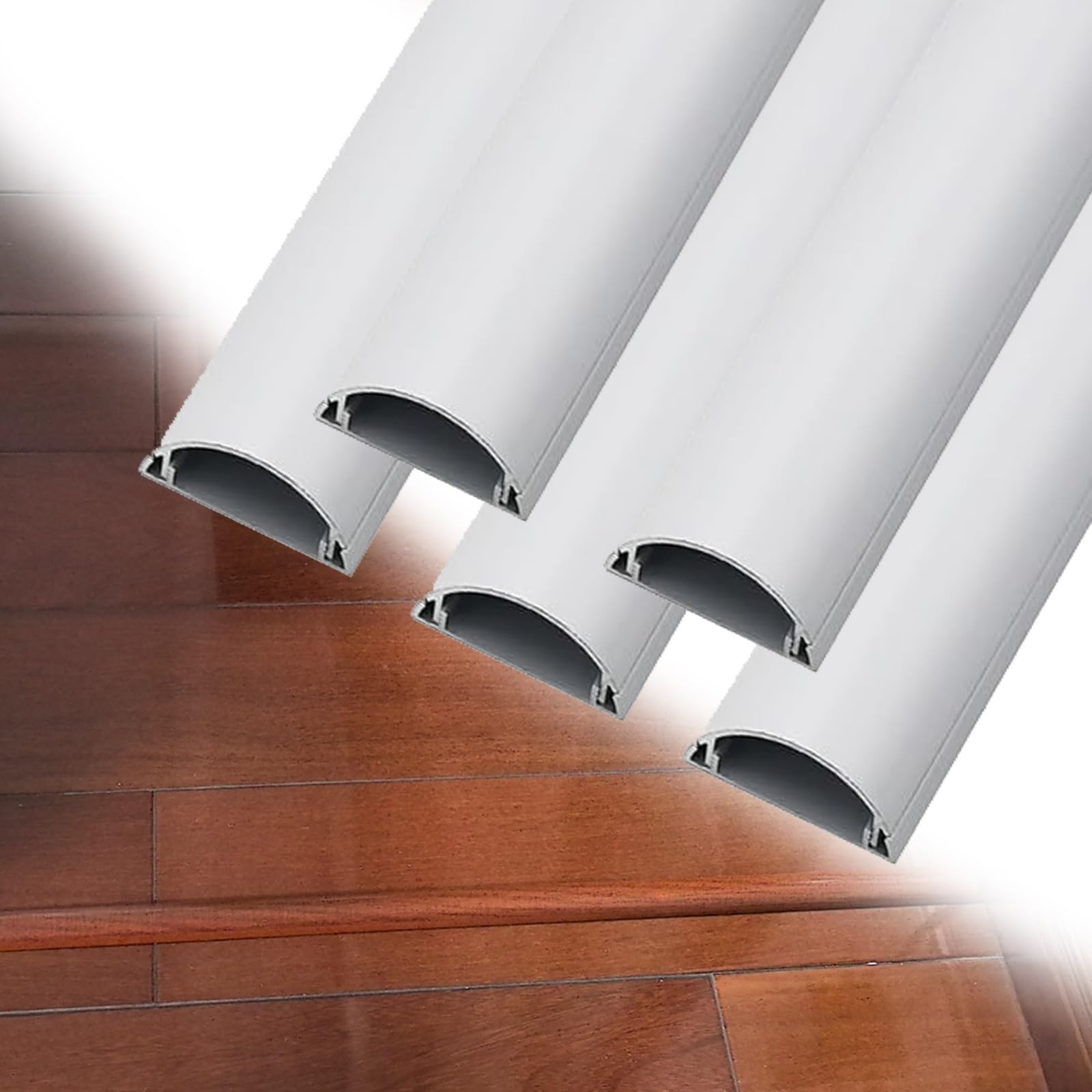 canaleta Cables 1 2 5 10 Protectores De Cables para Suelo, Ocultador De Cables Metálico para Suelos De Madera para Fábricas Y Entradas De Vehículos(C - 5 PCS,L x Outer Width 100cm x 50mm)