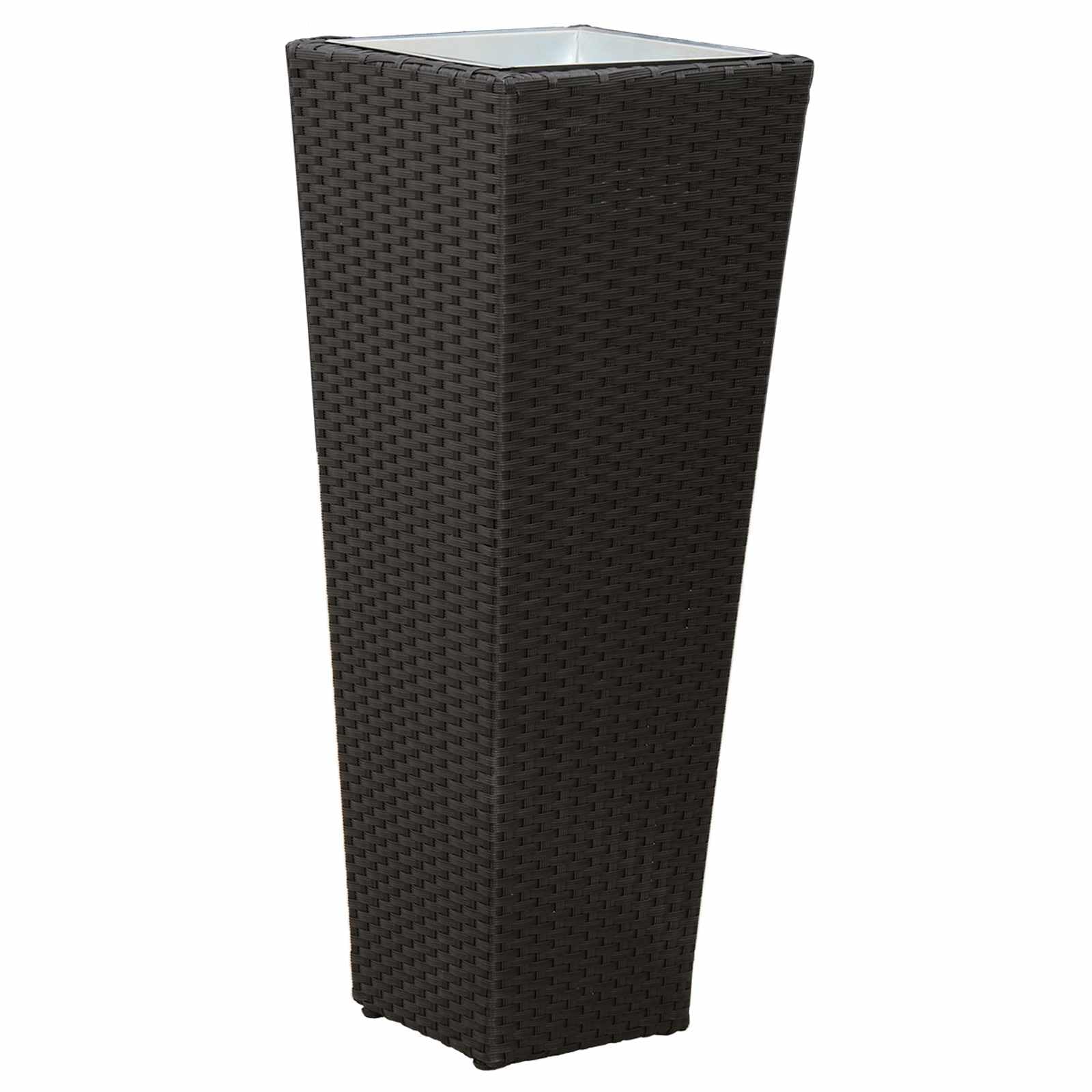 3er Set Pflanzkübel aus Metall Rattan-Optik Blumenkübel Schwarz | Stilvolle Blumenständer für Terrasse und Garten mit herausnehmbaren Innentöpfen für mühelose Pflanzenpflege.