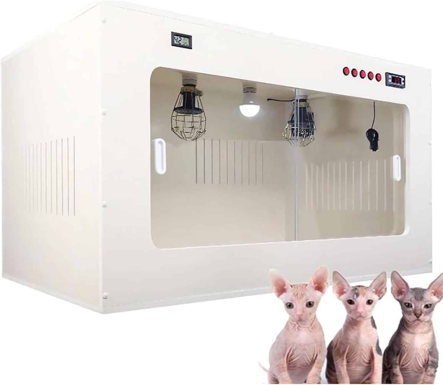 Dog Incubator for Puppies, Cat Incubator for Puppies, Pet Incubator Box for Dog, Large Pet Brooder Nursery Dog, Puppy Incubator with Heating, Kitten Incubator, for All Critters White-80x60x60cm