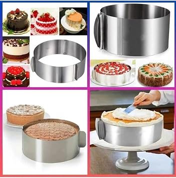 Orret Home Adjustable Cake And Cake Mold Made Of Stainless Steel, Adjustable Cake Circle, Adjustable Bread Mold, Steel Stainless Adjustable Cake Mold For Pastry And Decoding