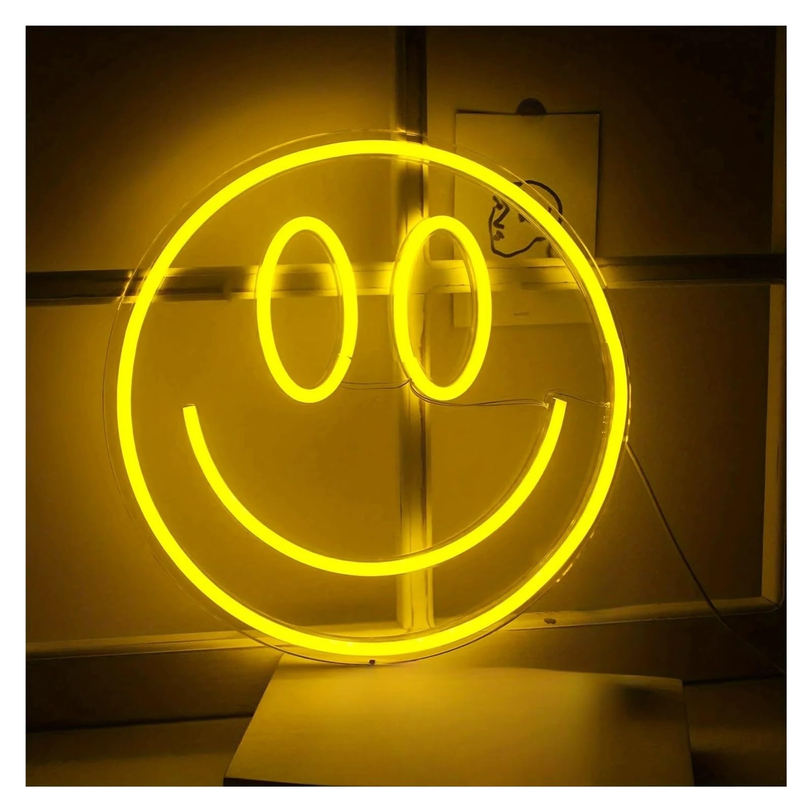 Lemst B Signs Lamp Smile Neon Signs Dimmable Light Us Powered For Engagement Irthday Party Wedding Decor Night Lamp(,25.5Cmx25.5cm)