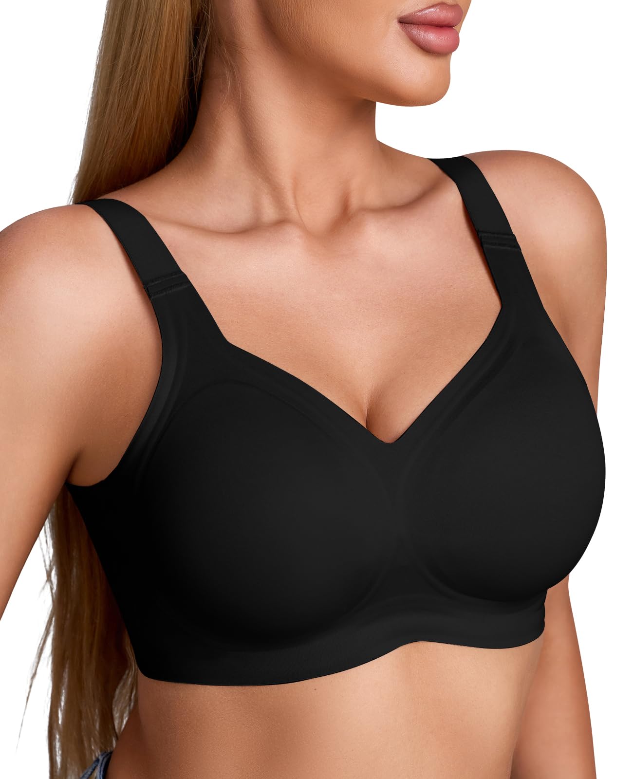 HTZMO Womens Wireless Jelly Bras Push Up Bra Full Coverage No Underwear Seamless Plus Size Older Comfortable Everyday