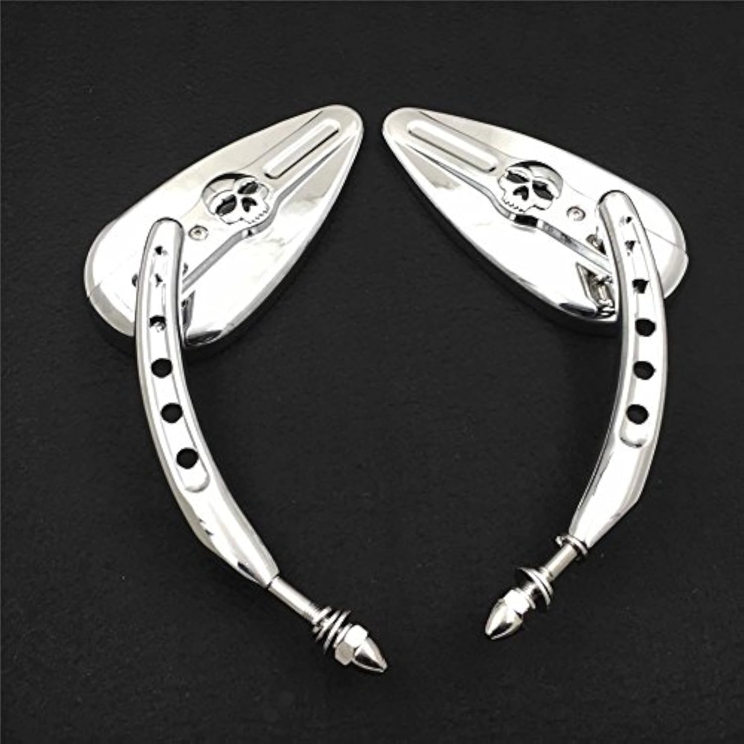 XKMTChrome Skull Side Mirrors Compatible With 1984 and up H-D Touring Street Glide Road Glide Special Electra Glide Ultra Classic Ultra Limited [B01J3CMT9A]