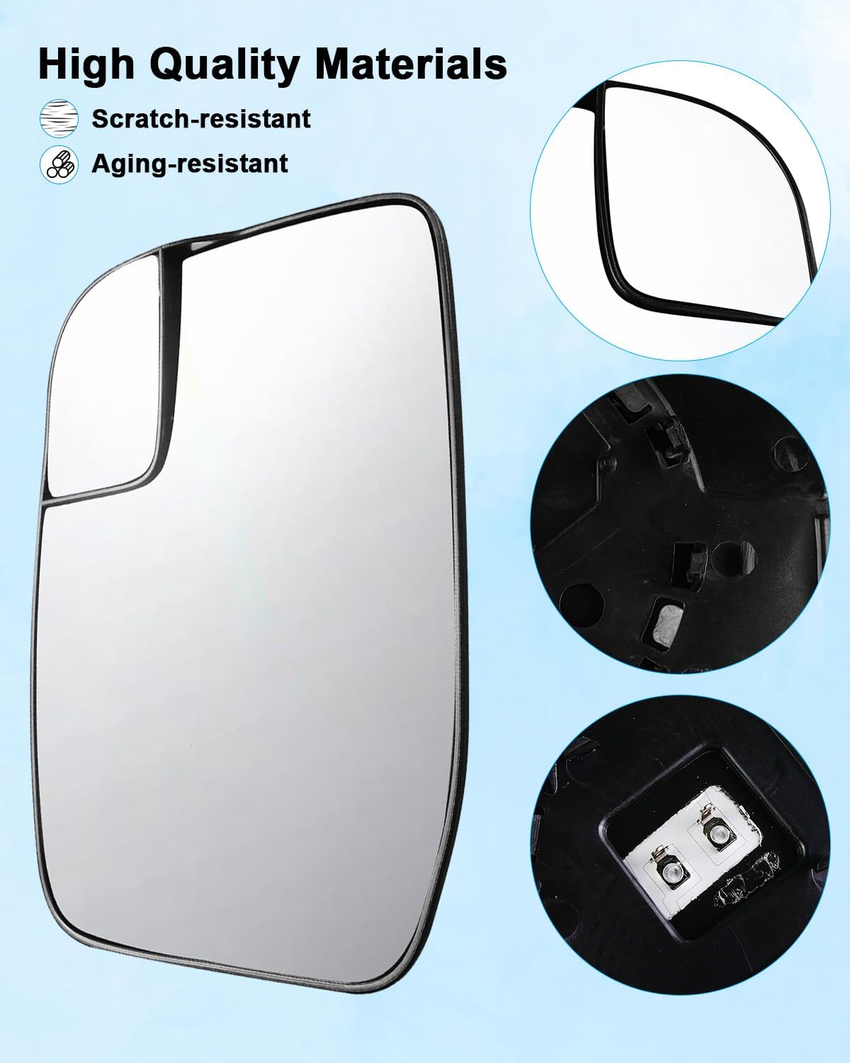 Driver Side Heated Mirror with Plastic Backing Plate Fit for Ford E-150 E-250 E-350 Super Duty 2010-2014, Blind Spot Lens Replace AC2Z17K707B AC2Z-17K707-B 67287 56176