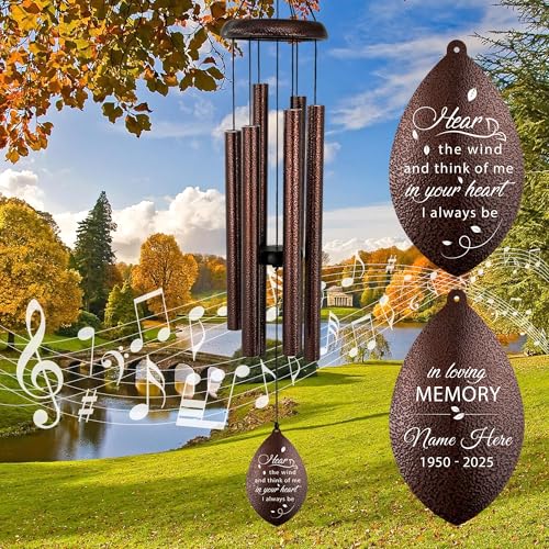 Image of ASTARIN Sympathy Wind Chimes Custom, Personalized Dragonfly Wind Chimes Sympathy Gifts for Remembrance, Bereavement Gifts for Men in Memory Wind Chime, 36 inch Windchime(Produced in Texas)