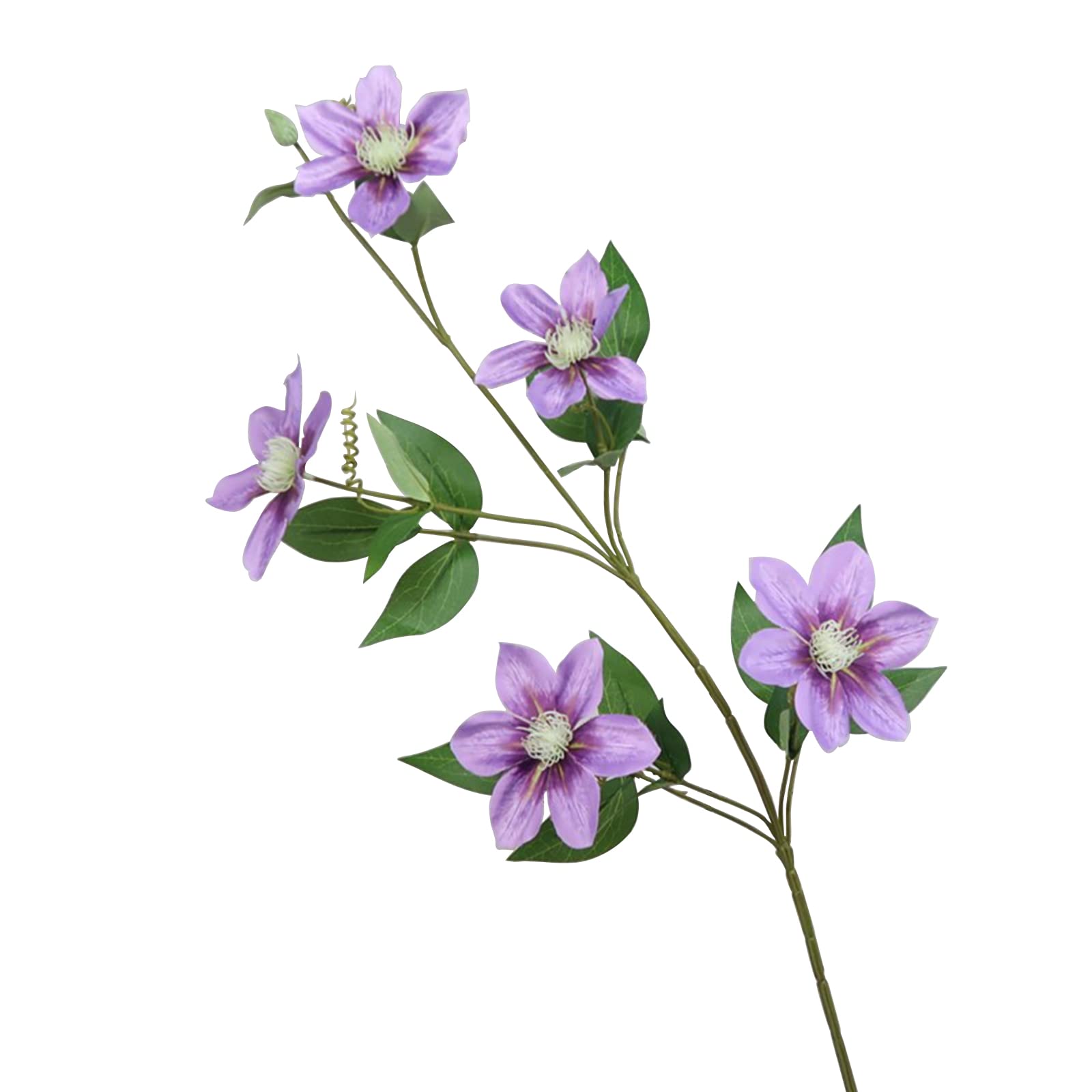 BFYDOAA 85 cm Langstielige Clematis-Blume für Hohe Vase, Künstlicher Clematis-Zweig 5 Blüten für Zuhause, Hotel, Büro, Außendekoration(Helles Lila)