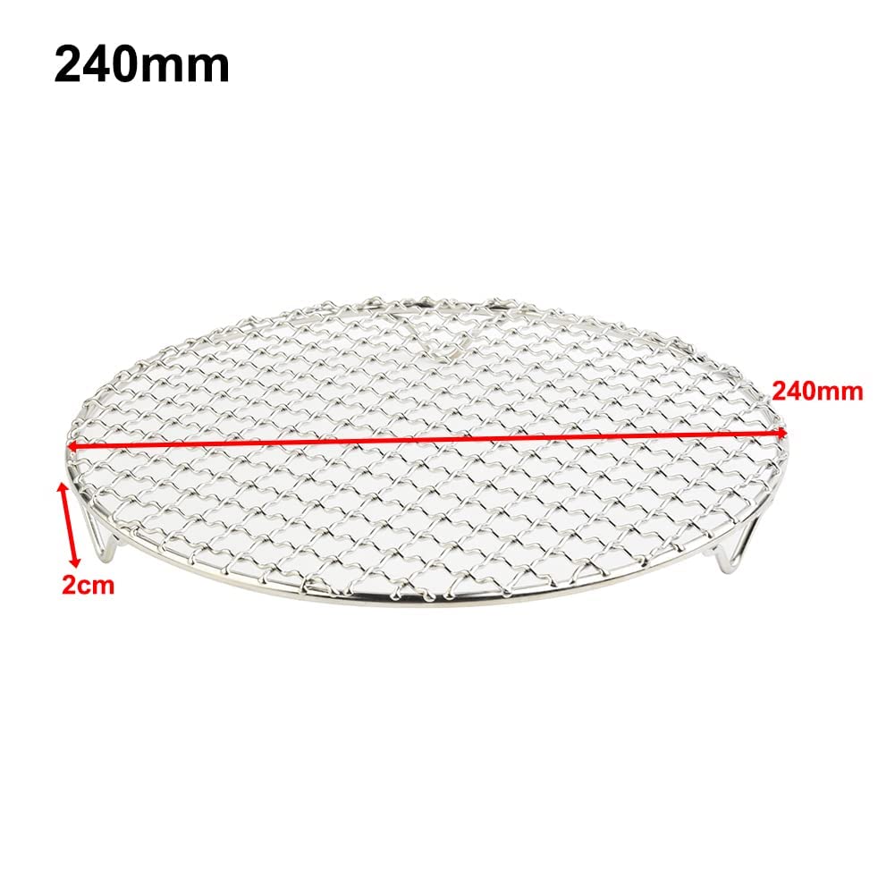 2 estantes redondos de acero inoxidable de 24 cm, para horno, freidora de aire, parrilla, parrilla, parrilla, secado y vapor, versátiles accesorios de refrigeración para pasteles y pastelería
