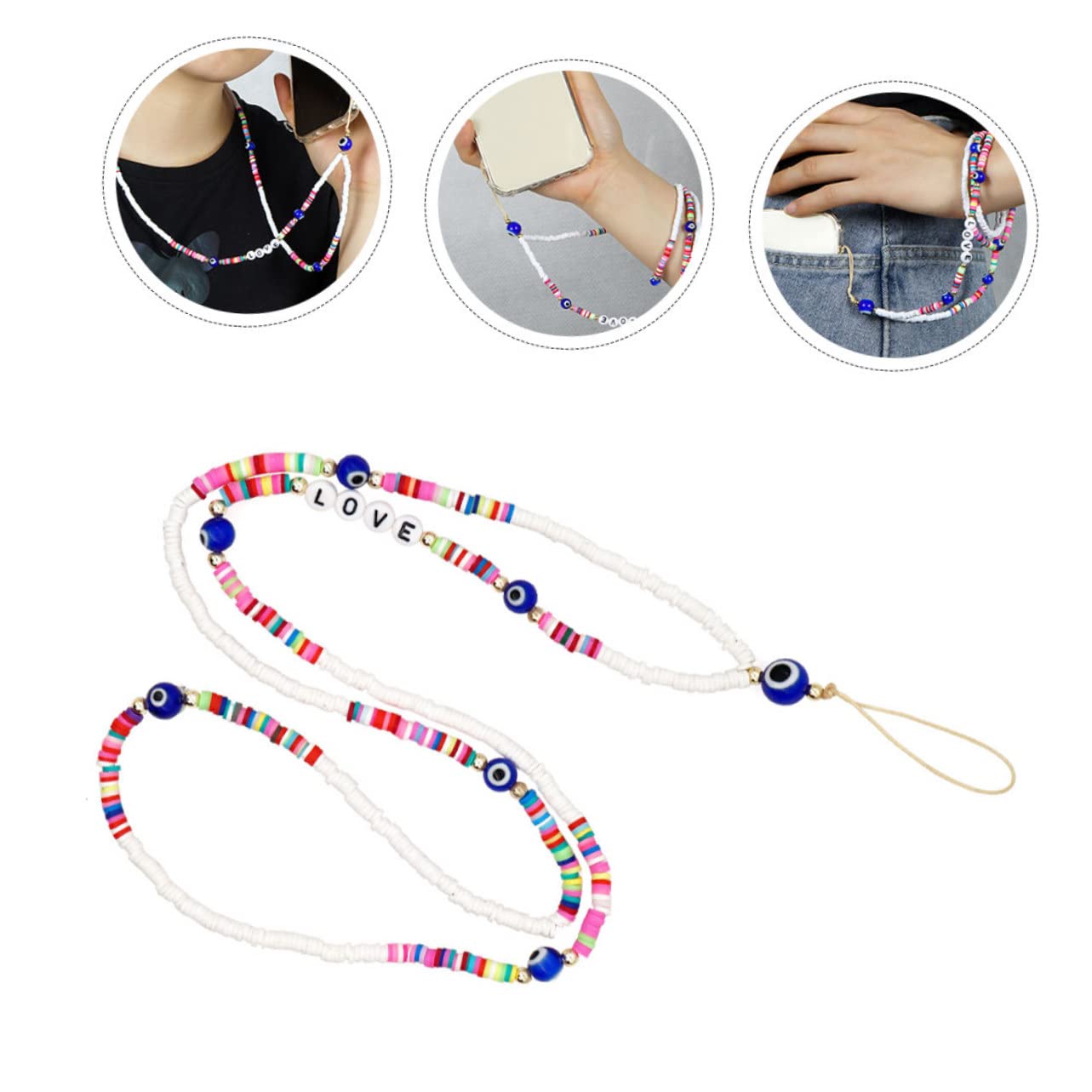 Hemobllo 4piezas Lanyard De Cuentas Para Teléfono Móvil Cadena Abalorios Para y Dispositivos Electrónicos