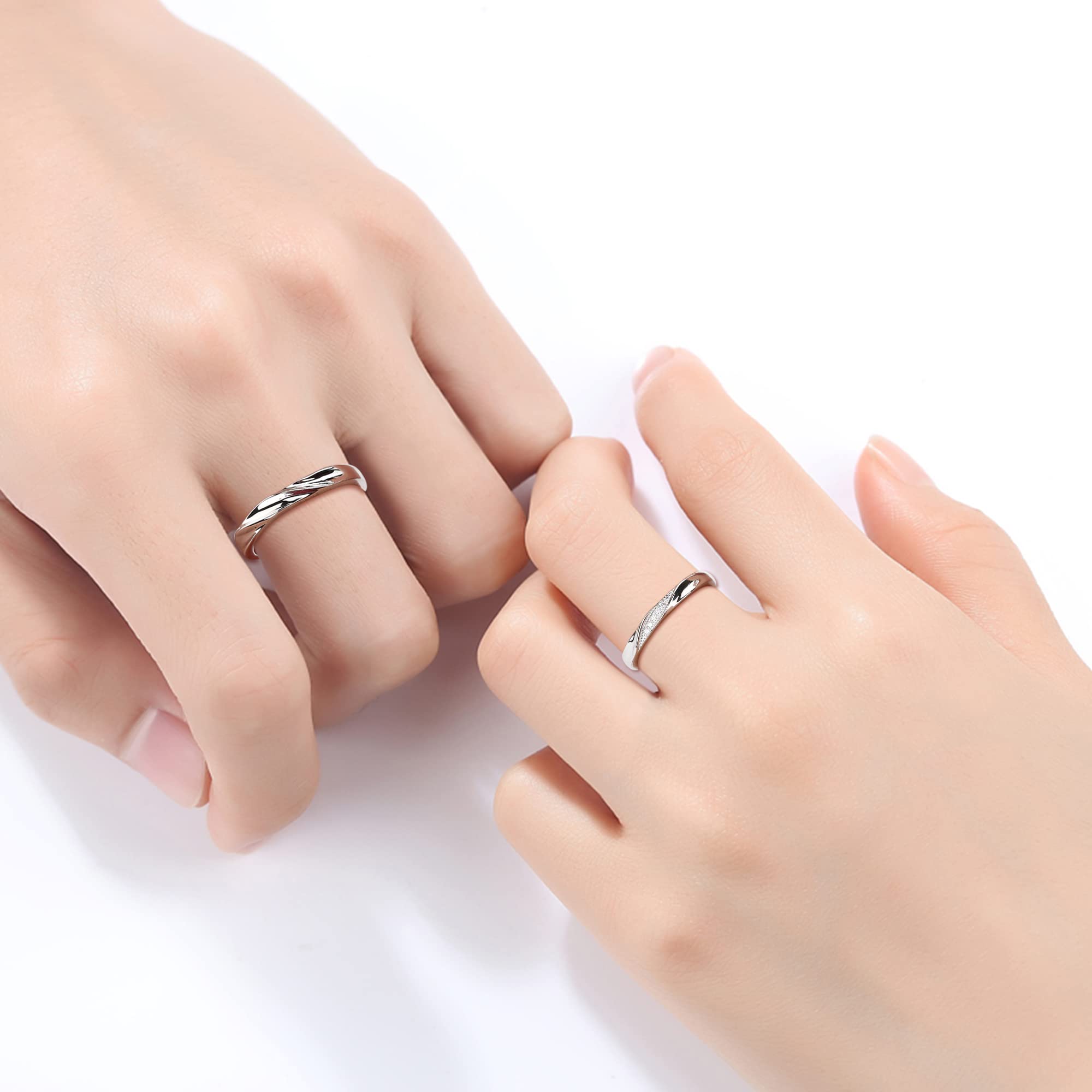 1 Paia Sterling Argento 925 Anello Uomo Donna Fedine Fidanzamento Coppia Argento FEDI Nuziali Anelli Regolabili Regalo Anniversario Coppia