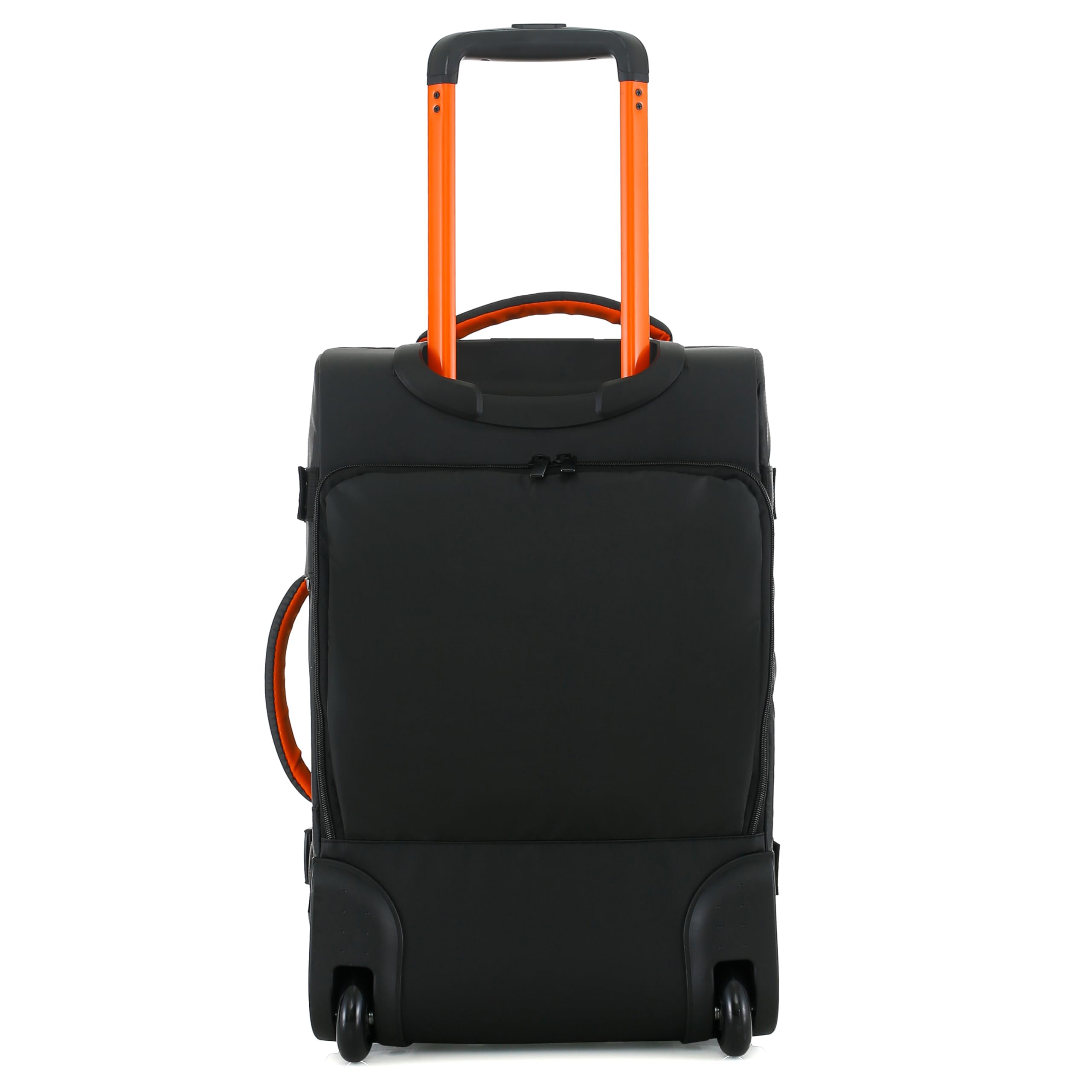 Zaino Trolley Ibrido da Viaggio, Bagaglio a Mano, Convertibile Zaino/Valigia, Nero, Poliestere, 55x35x20cm, con Ruote Scorrevoli e Chiusura TSA (Bagaglio a mano 55x35x20cm, Black Orange)