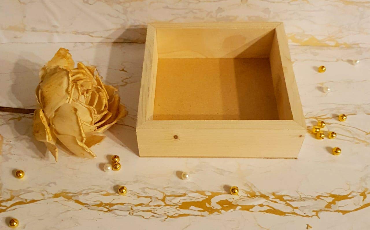 GiftingBestWishes Petite Square Pinewood Tray with MDF Base with Cut Handles (6 * 6 * 2 in)