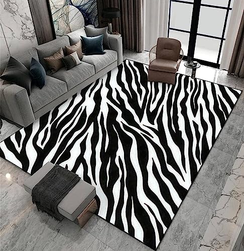 Generic Alfombra Animal con Rayas de Cebra, Brown and White, 60 x 90 cm, Rectangular, Contempo, Indoor, Stain Resistant, Area Rug
