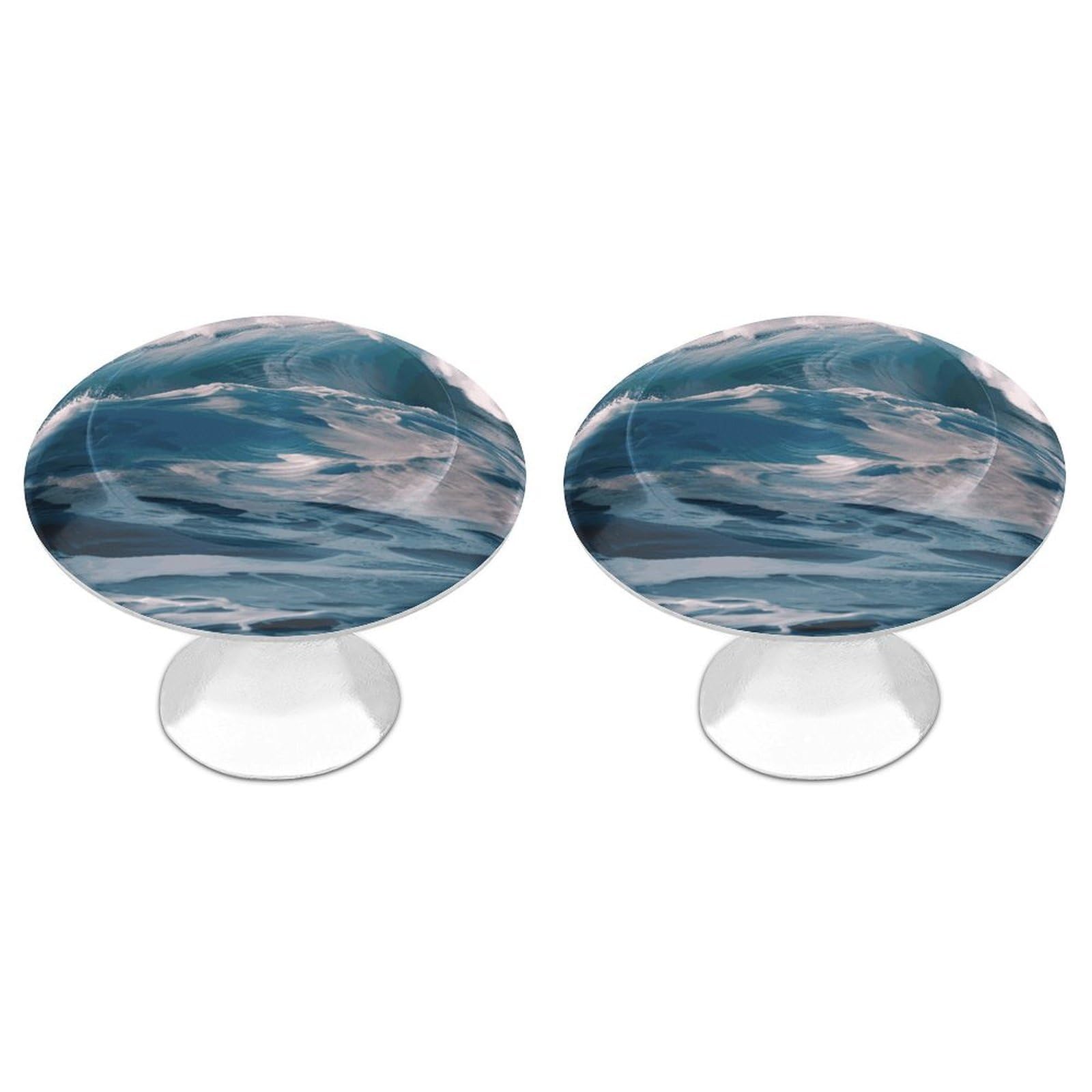 FekiLoot Ocean Waves Cabinet Knob Kitchen Drawer Knob Stainless Steel Round Drawer Pulls Modern Cabinet Hardware Vintage Dresser Drawer for Kitchen Bathroom Closet Dresser Cabinets