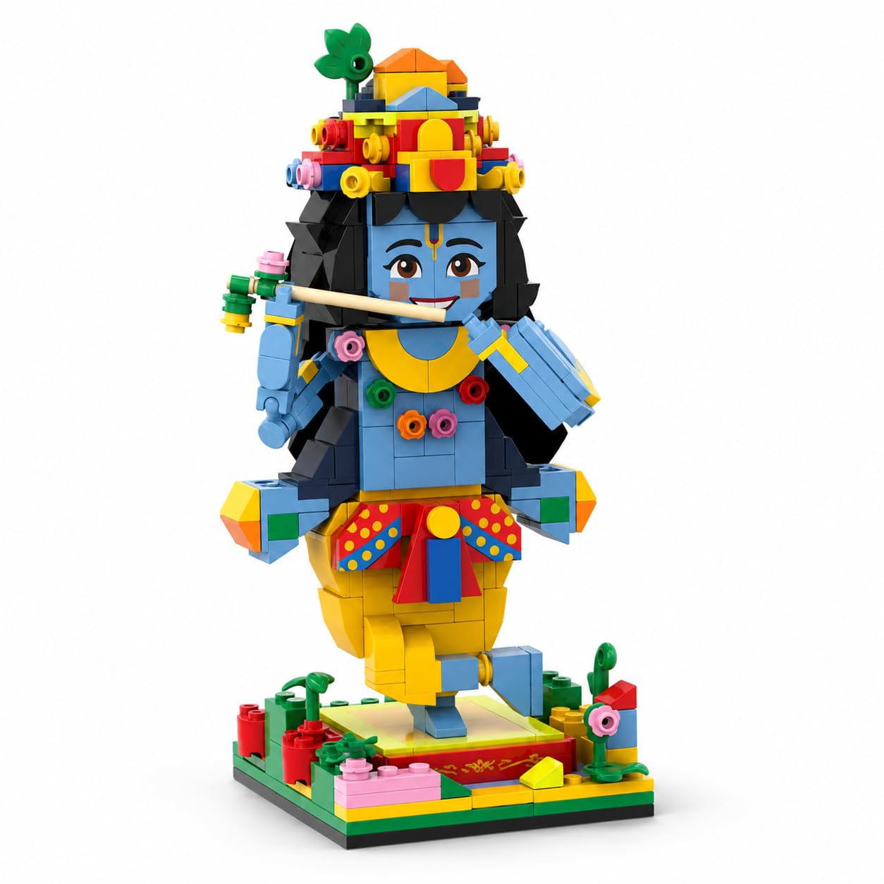 SKY LINE OCEAN Krishna Ji Building Block Set, Indian Devotional Figure Model Kit with Flute, Creative Decorative Construction Toy Gift, 5-Year Structural Warranty-image-26